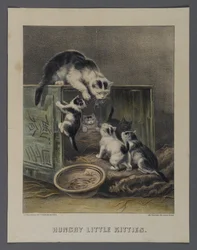 Petits chatons affamés, publié par Currier & Ives, New York